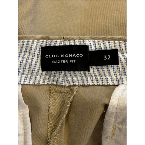 Club Monaco Baxter Fit Khaki Chino Shorts Mens Size 32 Flat Front Cotton Stretch - Picture 4 of 9